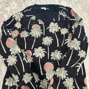 Wesc Sweatshirt Marvin Hawaii AOP Palm Trees Black/Pink/Green Size XL